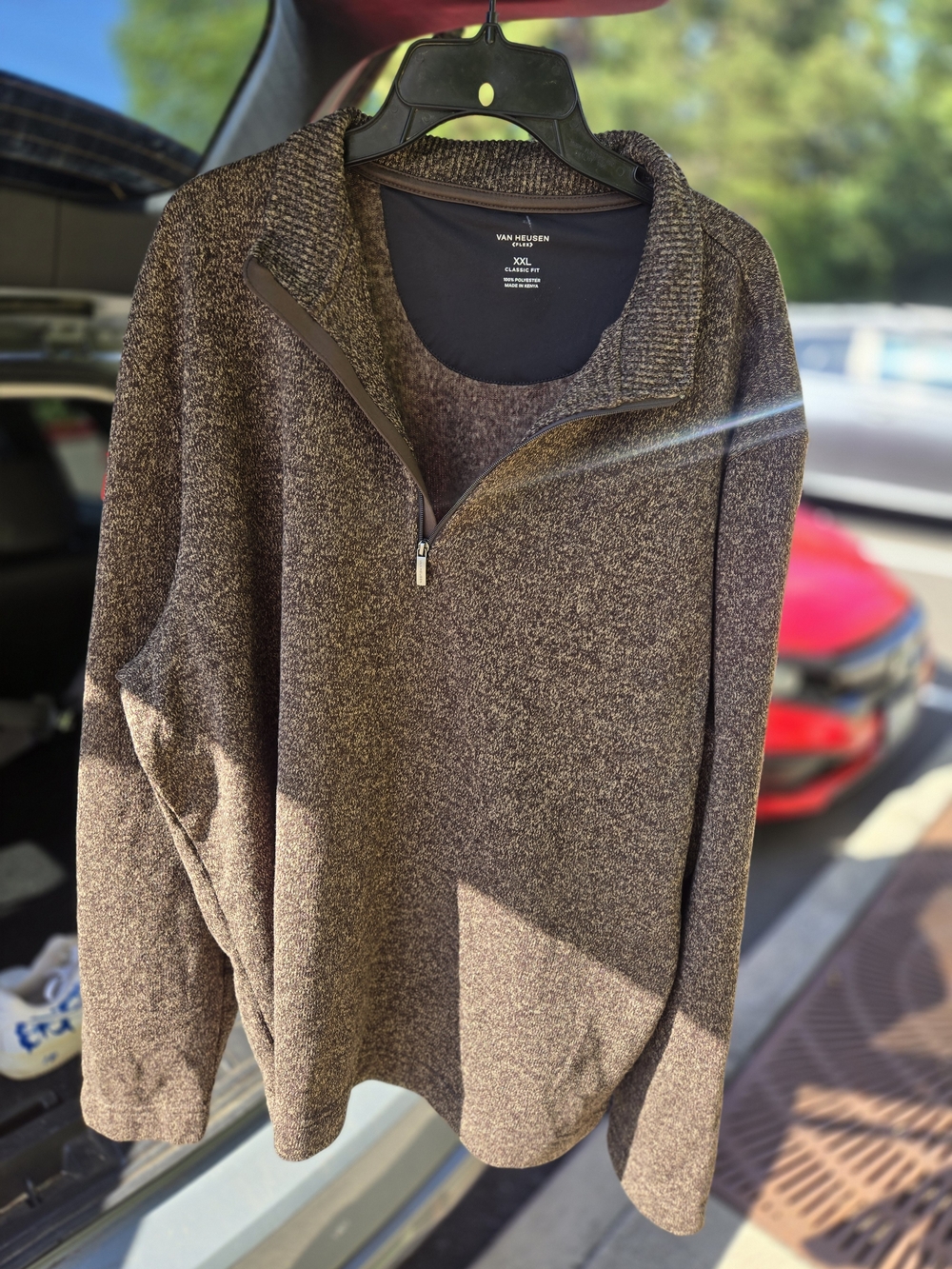 Van Heusen Men’s Brown Quarter-Zip Sweater - XXL